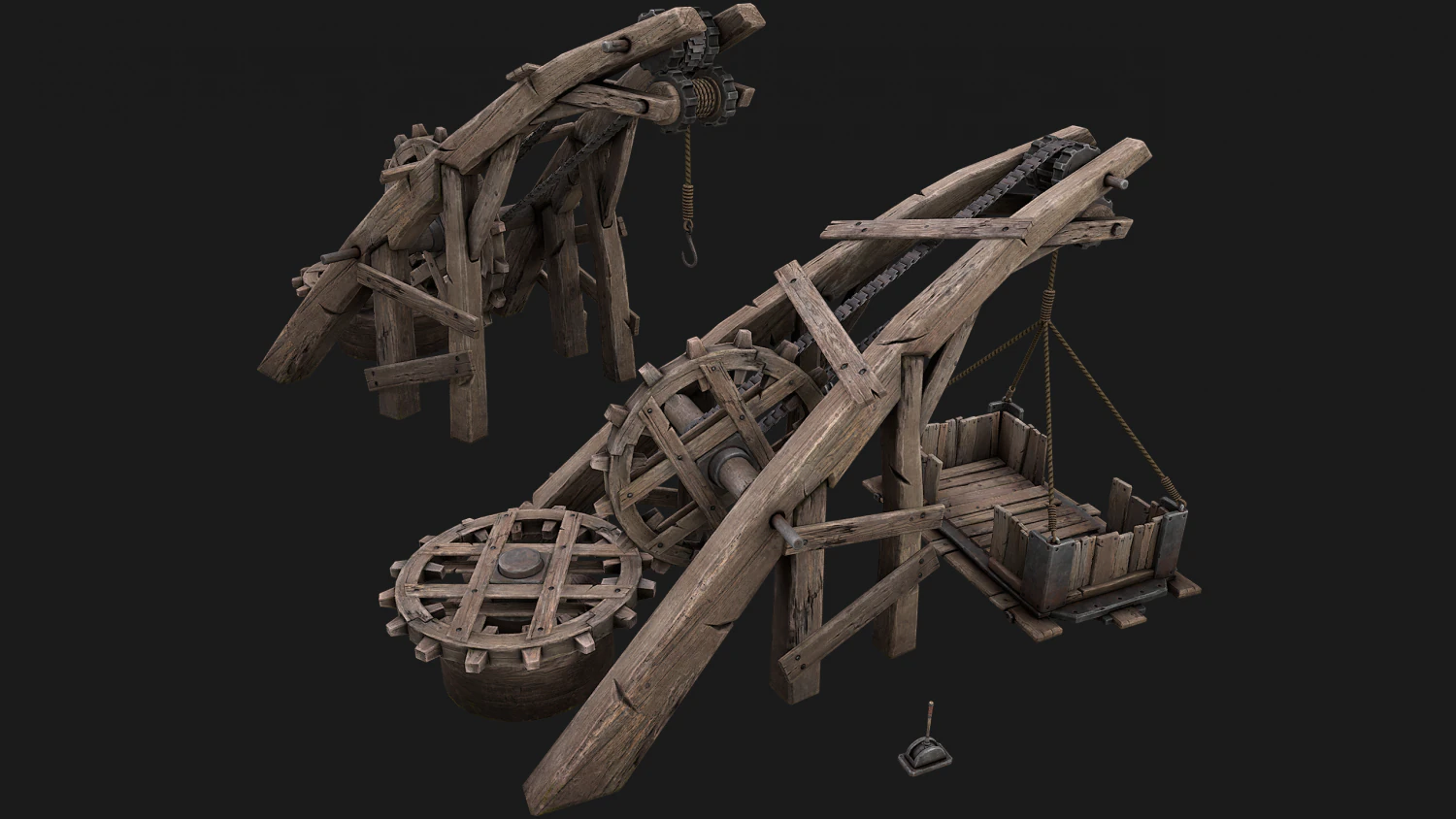 Steampunk Crane Lift 3D Model .c4d .max .obj .3ds .fbx .stl .blend
