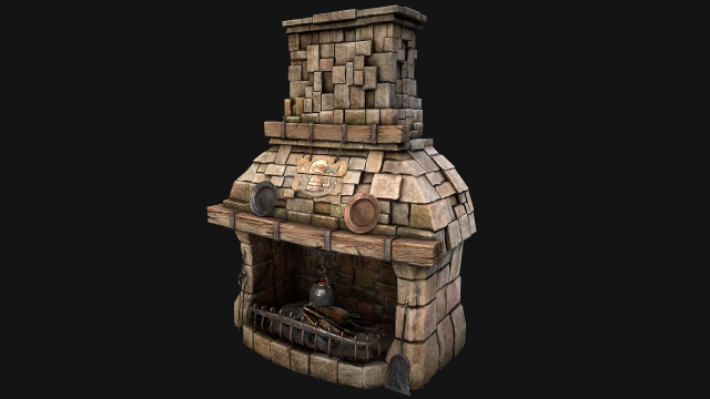 Medieval Fireplace Model 3D .c4d .max .obj .3ds .fbx .stl .blend 