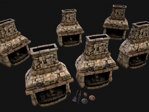 Medieval Fireplace Model 3D