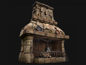 Medieval Fireplace Model 3D