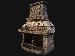 Medieval Fireplace Model 3D