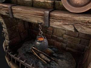 Medieval Fireplace Model 3D