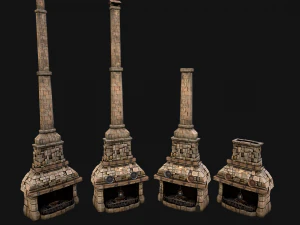 Medieval Fireplace Chimney 3D Model