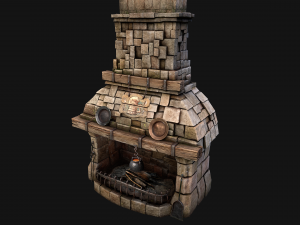 Medieval Fireplace Chimney 3Dモデル
