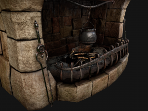 Medieval Fireplace Chimney 3Dモデル