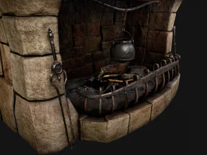Medieval Fireplace Chimney 3D Model