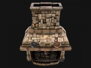 Medieval Fireplace Chimney 3Dモデル