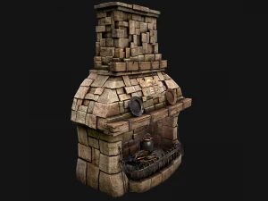 Medieval Fireplace Chimney 3D Model
