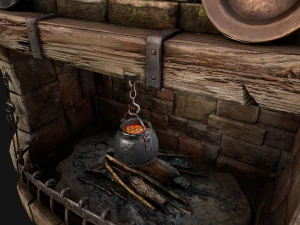 Medieval Fireplace Chimney 3D Model