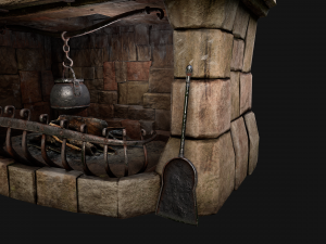 Medieval Fireplace Chimney 3Dモデル