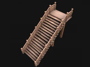 Wooden Staircase Medieval 3D Model
