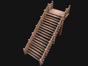 Wooden Staircase Medieval Modello 3D