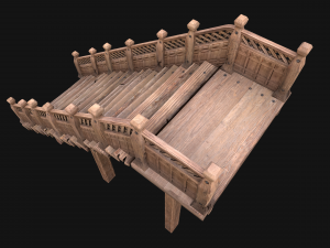 Wooden Staircase Medieval Modello 3D