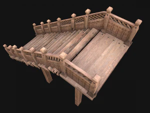 Wooden Staircase Medieval 3D Model
