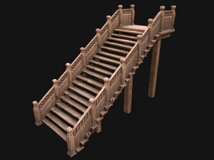 Wooden Staircase Medieval 3D Model