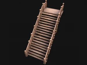 Wooden Staircase Medieval 3D Model