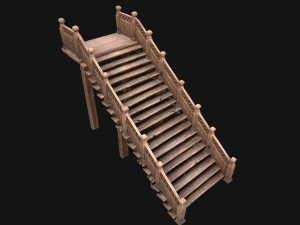 Wooden Staircase Medieval Modello 3D