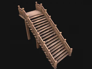 Wooden Staircase Medieval 3D Model