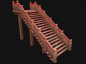 Wooden Staircase Medieval Modello 3D