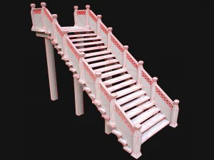 Wooden Staircase Medieval 3D Model