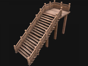 Wooden Stairs Medieval 3D Model
