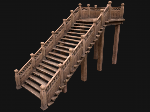 Wooden Stairs Medieval 3D 모델