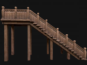 Wooden Stairs Medieval 3D 모델