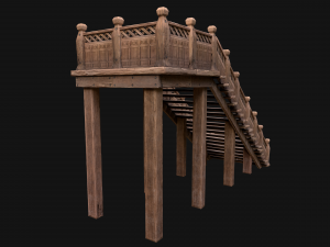 Wooden Stairs Medieval 3D 모델