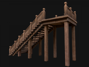 Wooden Stairs Medieval 3D 모델
