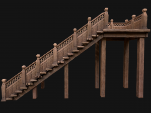 Wooden Stairs Medieval 3D 모델