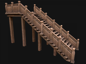 Wooden Stairs Medieval 3D 모델