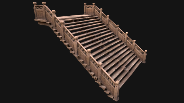 Large Medieval Wooden Staircase Modello 3D .c4d .max .obj .3ds .fbx .stl .blend 