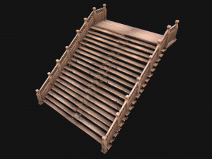 Large Medieval Wooden Staircase Modello 3D