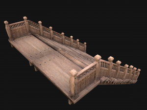 Large Medieval Wooden Staircase Modello 3D