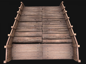 Large Medieval Wooden Staircase Modello 3D