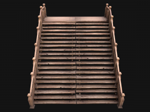 Large Medieval Wooden Staircase Modello 3D