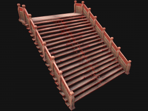 Large Medieval Wooden Staircase Modello 3D