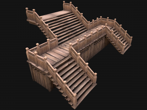 Medieval Wooden Steps Flight of Stairs 3Dモデル