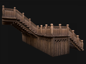 Medieval Wooden Steps Flight of Stairs 3Dモデル