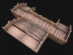 Medieval Wooden Steps Flight of Stairs 3Dモデル