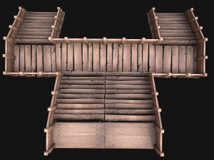 Medieval Wooden Steps Flight of Stairs 3Dモデル