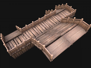 Medieval Wooden Steps Flight of Stairs 3Dモデル