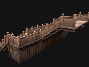 Medieval Wooden Steps Flight of Stairs 3Dモデル