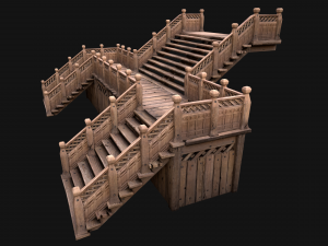 Medieval Wooden Steps Flight of Stairs 3Dモデル