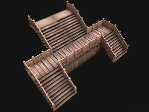 Medieval Wooden Steps Flight of Stairs 3Dモデル