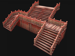 Medieval Wooden Steps Flight of Stairs 3Dモデル