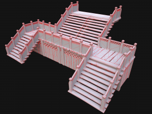 Medieval Wooden Steps Flight of Stairs 3Dモデル