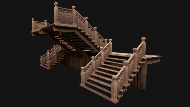 Medieval Staircase Stairwell 3D Model .c4d .max .obj .3ds .fbx .stl .blend 