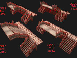 Medieval Staircase Stairwell 3D Model