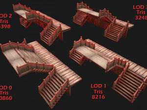 Medieval Staircase Stairwell 3D Model